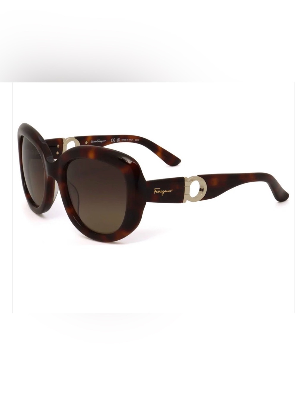 Salvatore Ferragamo SF727S Tortoise Gancini Oval Sunglasses New in Case - Picture 2 of 8
